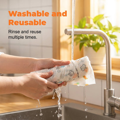 🔥 Rol met 50 stuks herbruikbare poetsdoekjes – Wassen, hergebruiken en meer schoonmaken voor minder geld 🌿