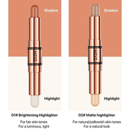 Double Head Makeup Stick-Highlighter & Contour-Snelle en eenvoudige bediening voor beginners, make-up als een professional