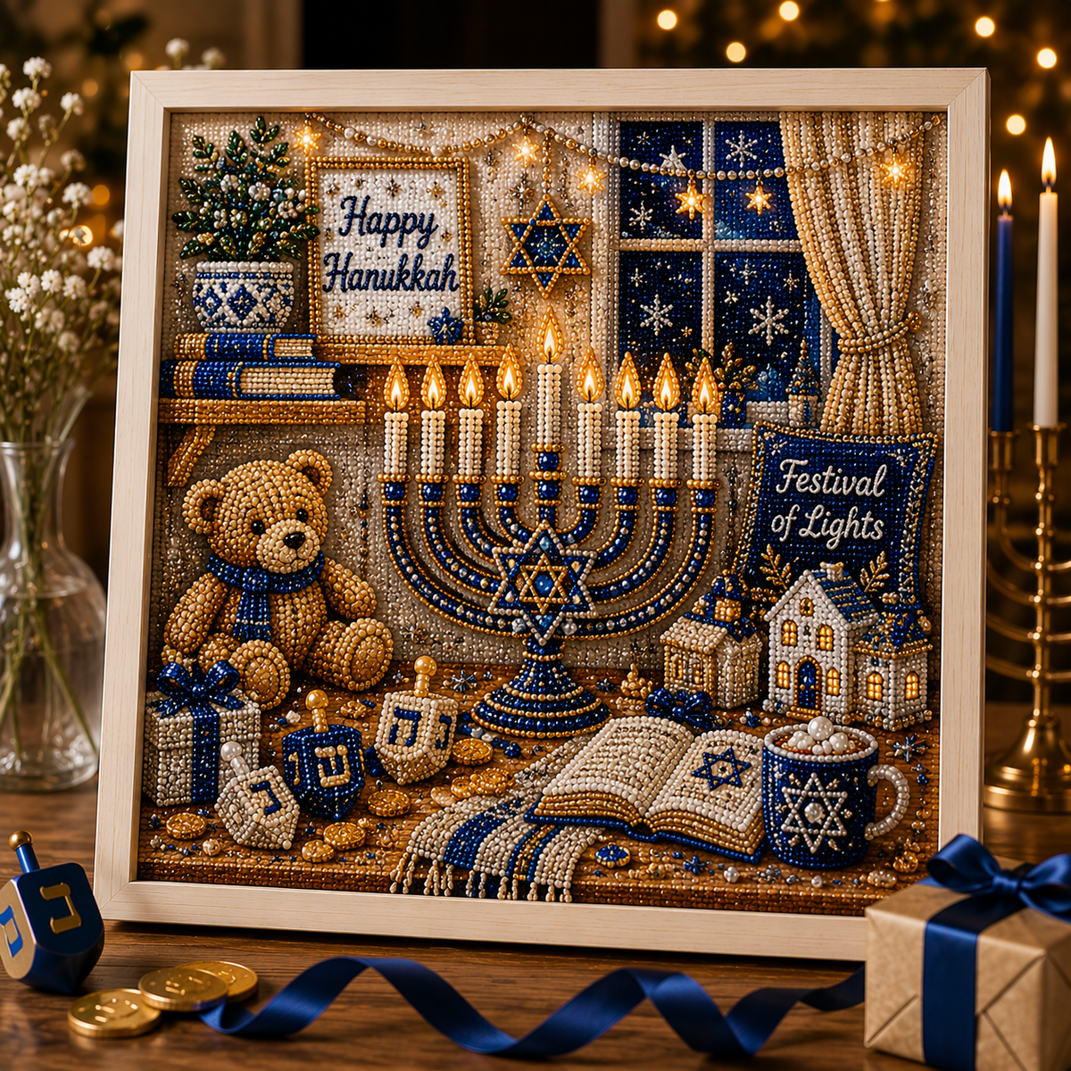 🕎✨ Hanukkah Pearl Art DIY-set — maak samen iets moois, parel voor parel