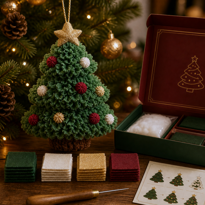 🎄🧵 Stikje voor stikje — DIY-set voor een 3D-kerstbal van stof