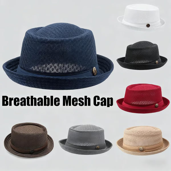 Blijf Koel & Stijlvol met deze Trendy Mesh Pork Pie Hoed! 🧢🌬️✨