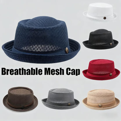 Blijf Koel & Stijlvol met deze Trendy Mesh Pork Pie Hoed! 🧢🌬️✨