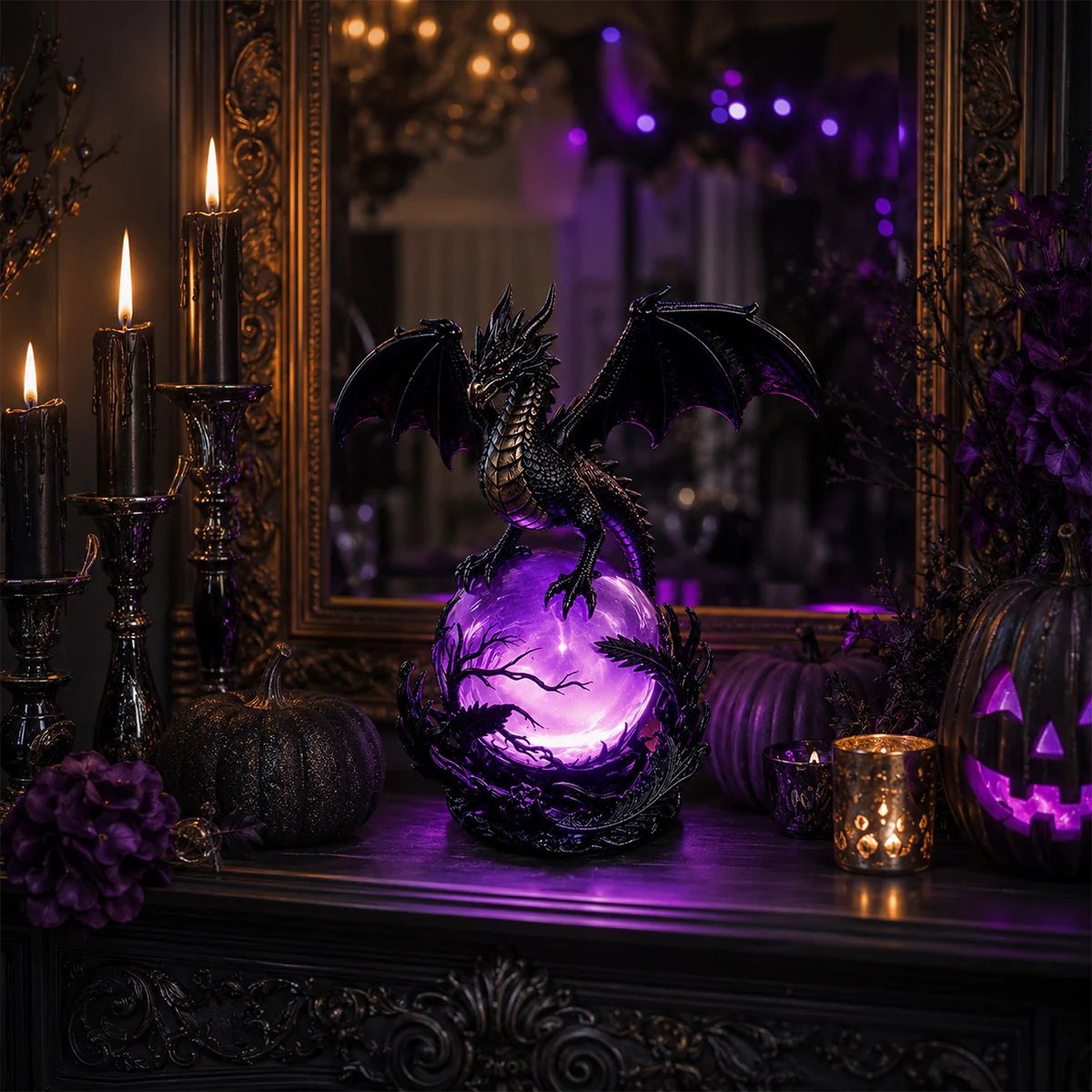 🔮Gotische draken-LED-kristallenbol voor een donkere, esthetische inrichting