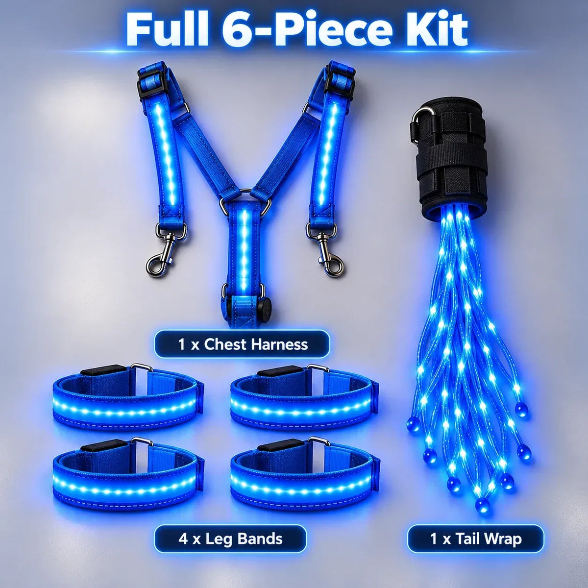 🌟✨ 6-delige LED-veiligheidsuitrusting voor paarden met nachtverlichting 🐎