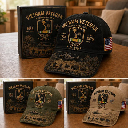 🔥🎖️Vietnam Veteran Never Forgotten 1955–1975 Commemorative Cap 🇺🇸