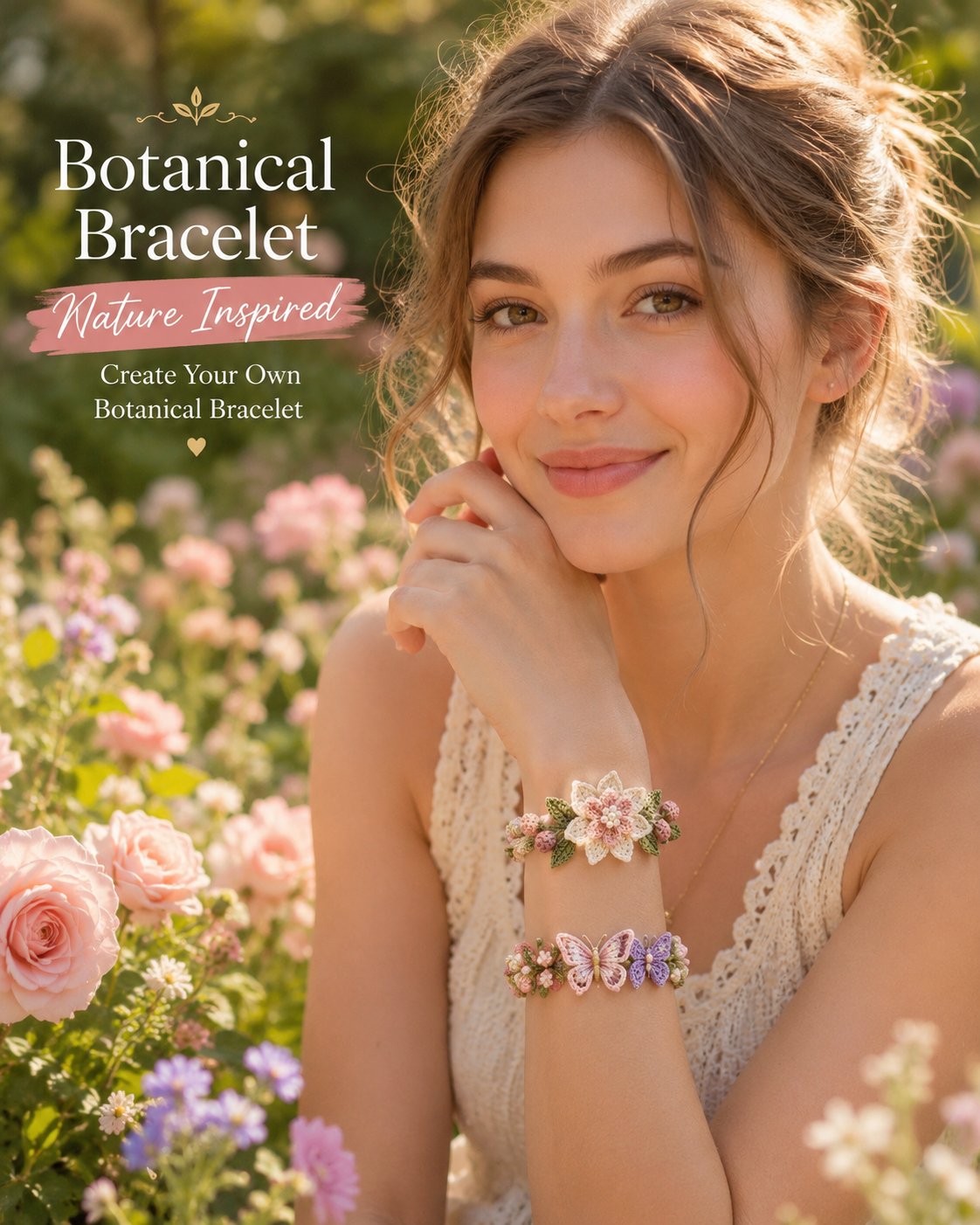 Handgemaakte Bloemen Armband DIY Set – Creatief & Ontspannend 🌸🦋✨