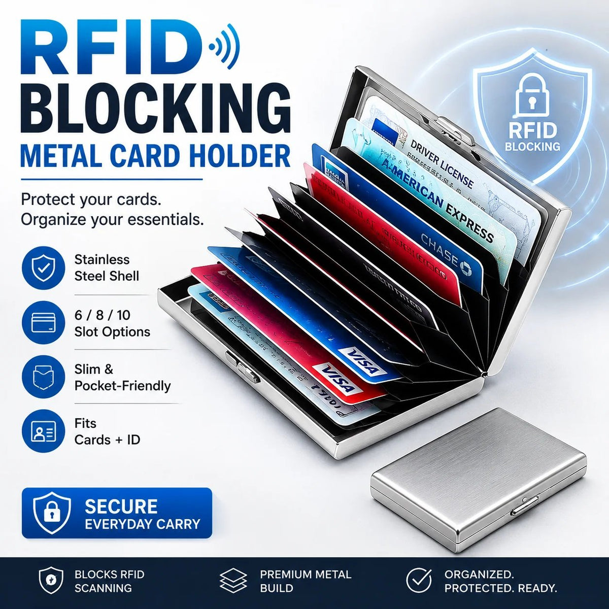 ✨💳 Metalen RFID Kaarthouder – Compact design, slimme organisatie 🔐