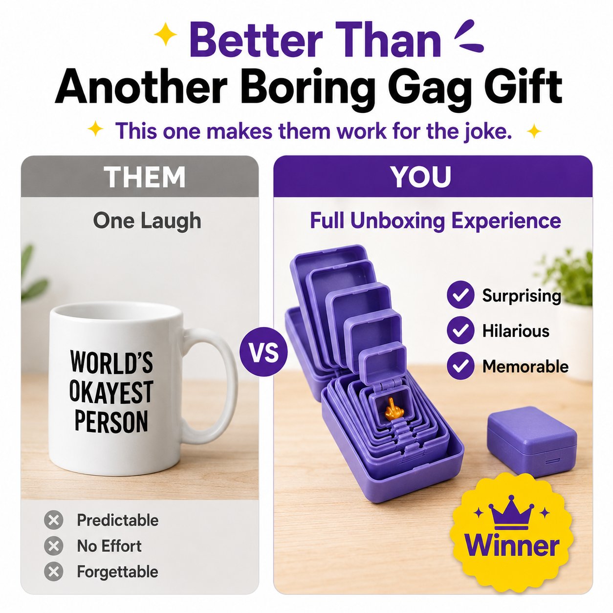 🎁😂 Oneindige Middelvinger Prank Box – De Grappigste Cadeau-Ooit!