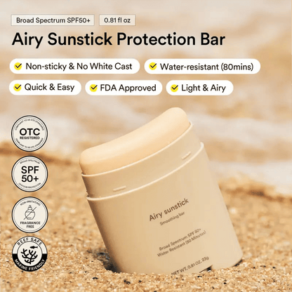 ☀️ Airy Sunstick SPF50+ – Ultralichte, Matte Zonbescherming 🌿✨