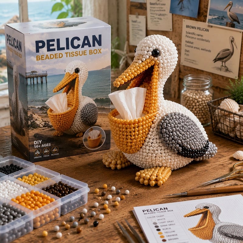 🔥Laatste dag: 50% KORTING 🦘 DIY-set voor een tissuebox met dierenmotief en kralen