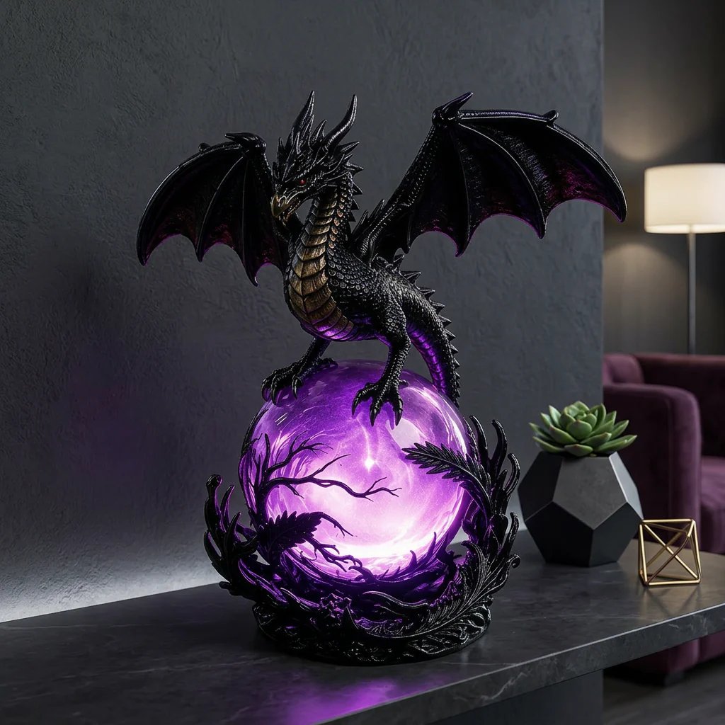 🔮Gotische draken-LED-kristallenbol voor een donkere, esthetische inrichting
