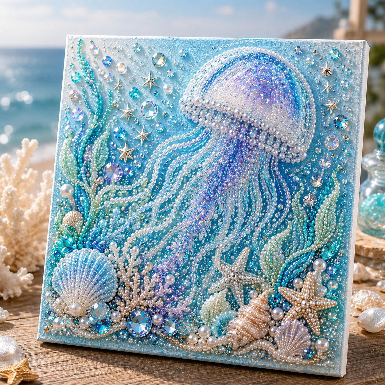 🌊✨ DIY-set ‘Parelkunst met oceaanthema’ – Ontspannend knutselproject om prachtige kunstwerken met een kustthema te maken