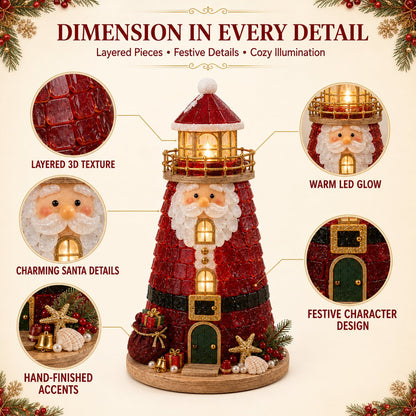 🎄Een voor beginners geschikte doe-het-zelfset voor een verlichte kerstfiguur in de vorm van een vuurtoren in zeeglasstijl | Complete set inclusief onderdelen in zeeglasstijl, led-lampjes en een stapsgewijze handleiding 💕