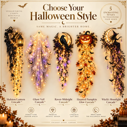 ✨Betoverende Halloween-lichtcascade – Gotische verlichte wanddecoratie🌙