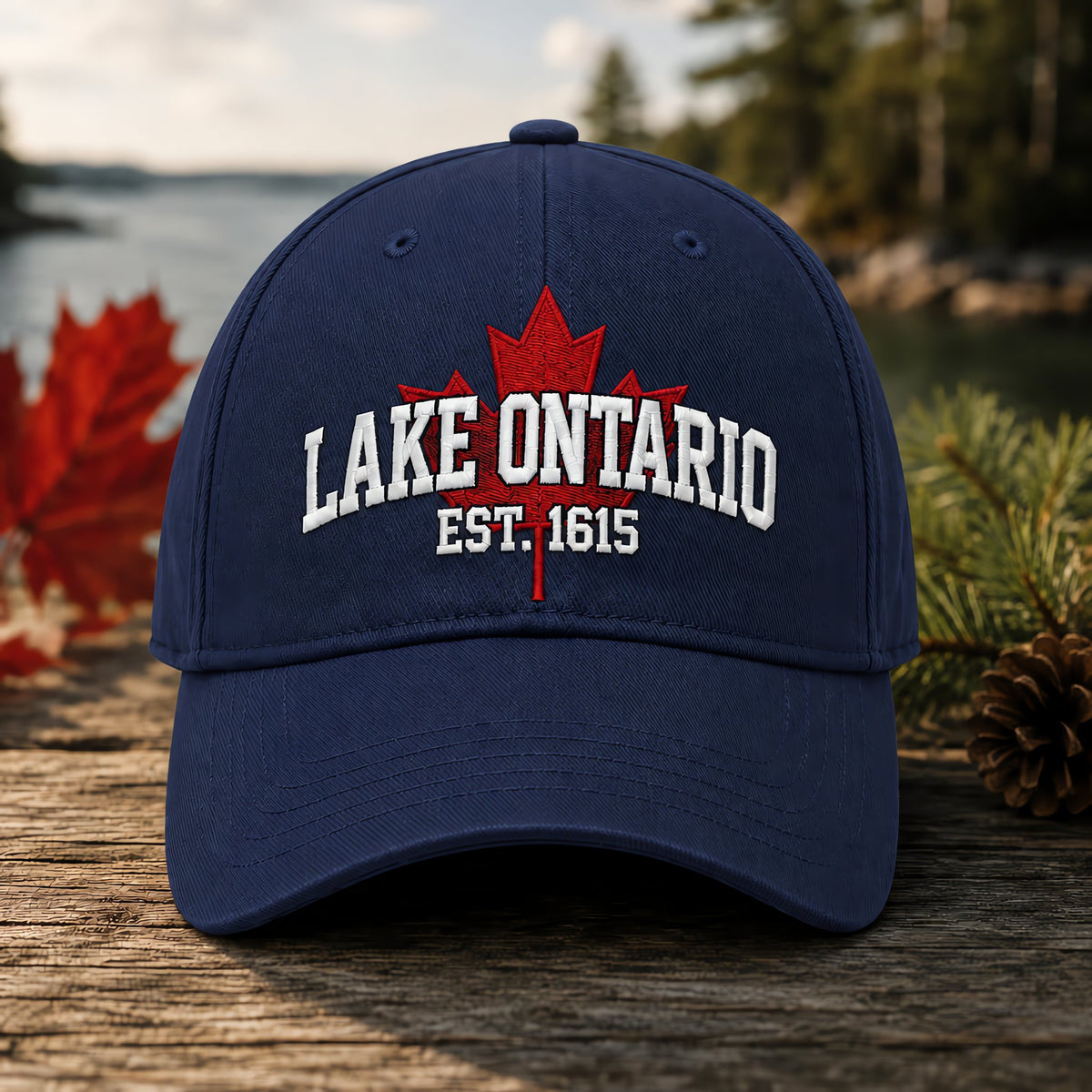 🔥LAATSTE DAG 50% KORTING - 🍁Lake Ontario Forever – Geborduurde pet in retro-stijl (🧢100% katoen)
