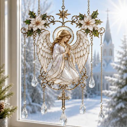 ✨ Collectie ‘Blessing Suncatcher’ in glas-in-loodstijl | Op het geloof geïnspireerde raamdecoratie met goudkleurige omlijsting en kristallen regenboogdruppels 🌈🙏