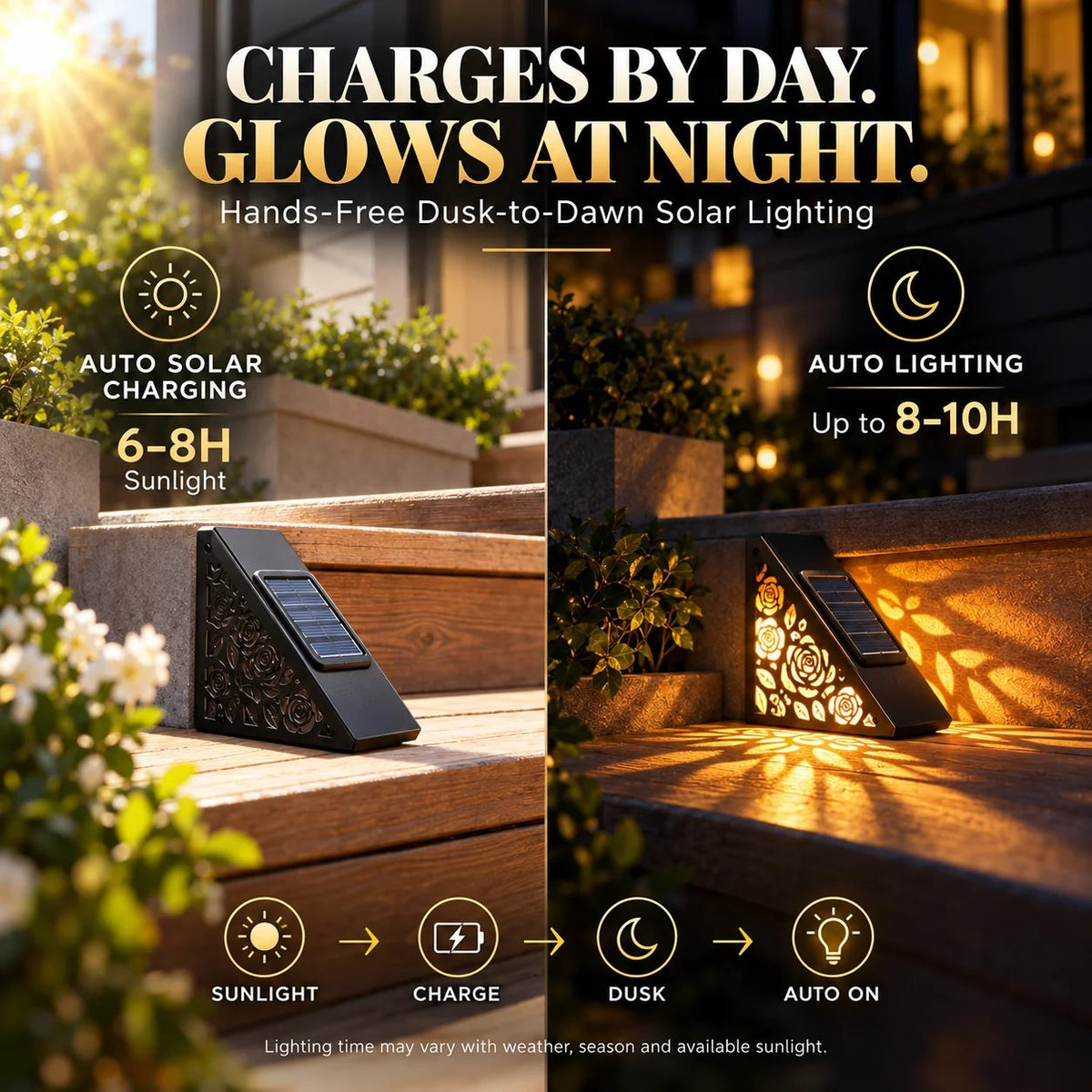 ✨🌙 Solar Tuinlamp met Bloemenlicht – Automatische Verlichting met een Romantisch Accent