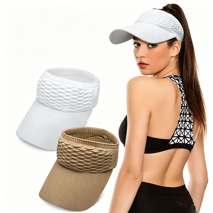 Stijlvolle Dames Zonneklep – Ademend, Licht en Beschermend ☀️🧢🌿Set van twee zonnehoeden voor dames met hoge paardenstaart