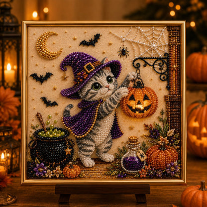 🐈‍⬛🎃DIY-schilderpakket voor Halloween-katten met parelkraaltjes