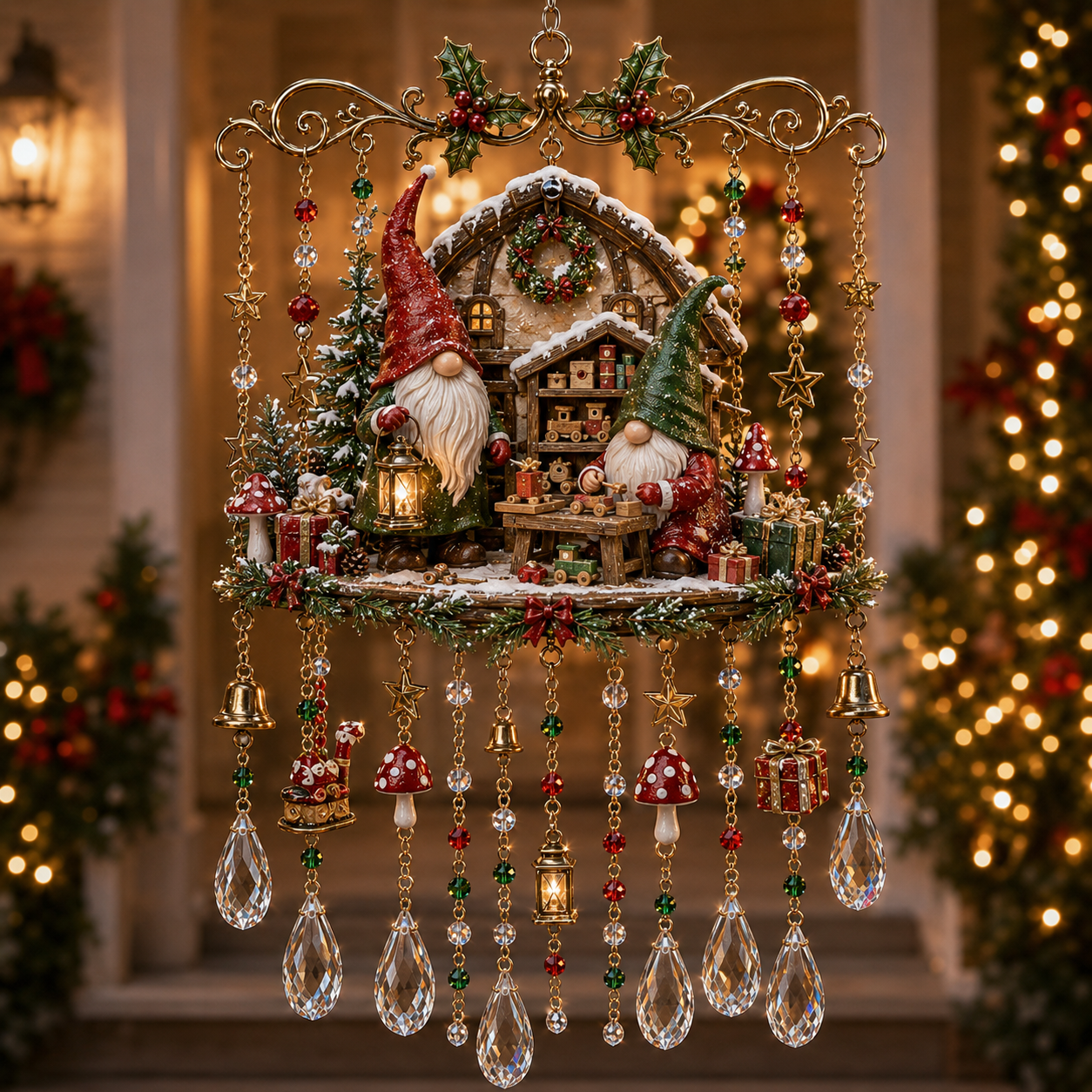 ✨ Kerst Windgong met Kristallen – Laat Jouw Huis Stralen Deze Feestdagen! 🎄💎