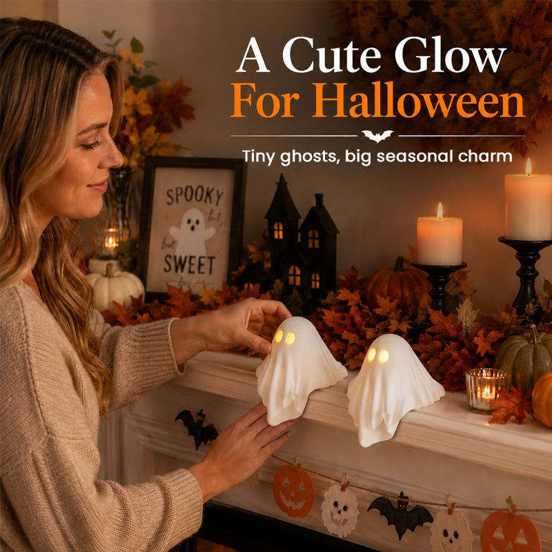 👻✨ Lichtgevend spookje als decoratie — breng alvast een gezellige Halloween-sfeer in huis! 🕯️🎃