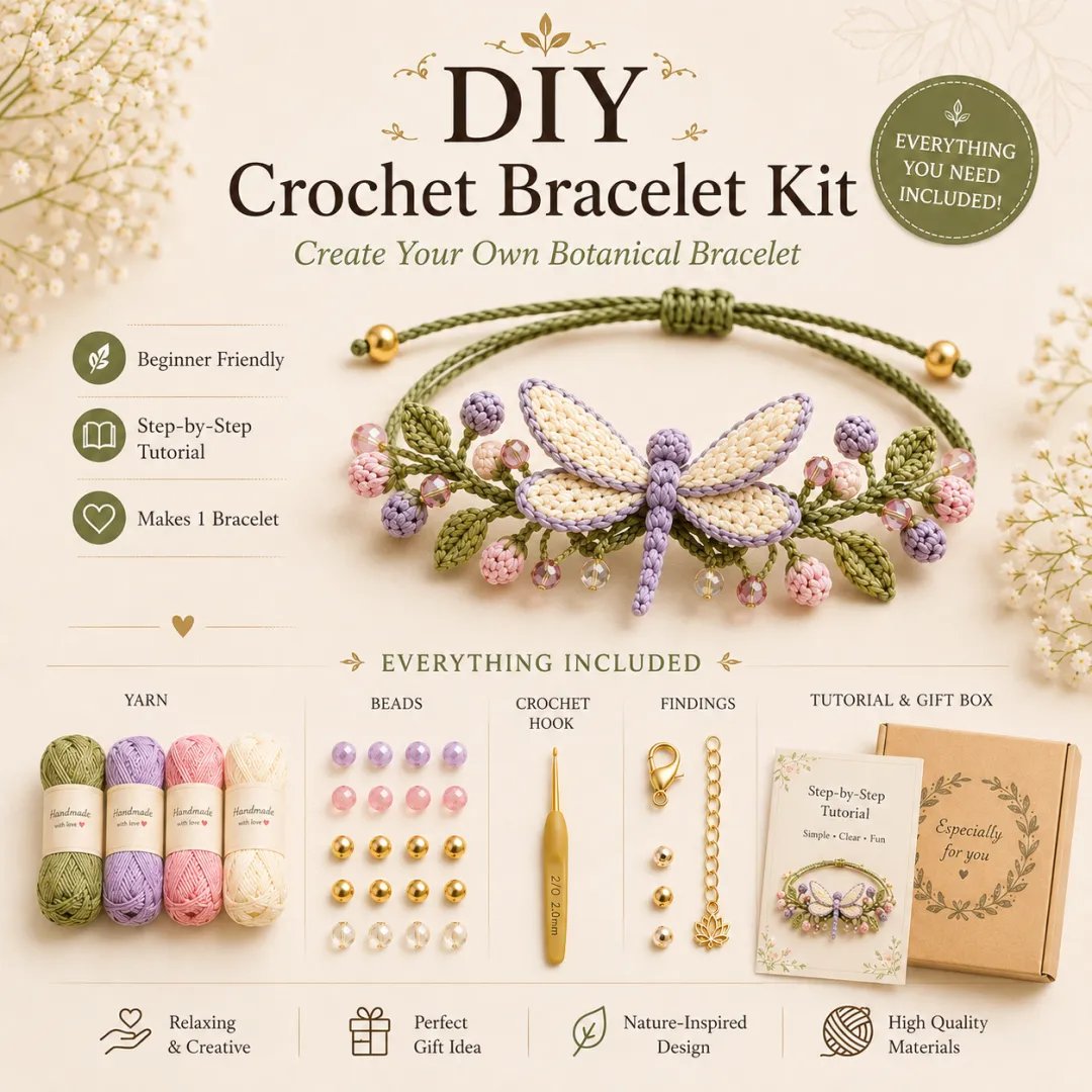 Handgemaakte Bloemen Armband DIY Set – Creatief & Ontspannend 🌸🦋✨