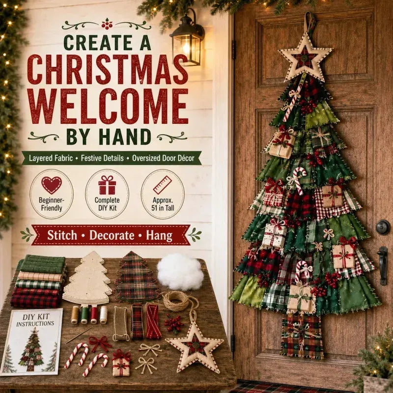 🎄 DIY patchwork kerstboom deurhanger | Landelijke kerstdecoratie