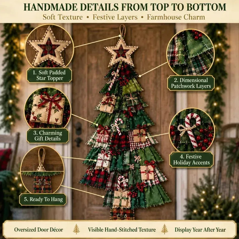 🎄 DIY patchwork kerstboom deurhanger | Landelijke kerstdecoratie