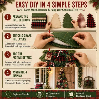 🎄 DIY patchwork kerstboom deurhanger | Landelijke kerstdecoratie