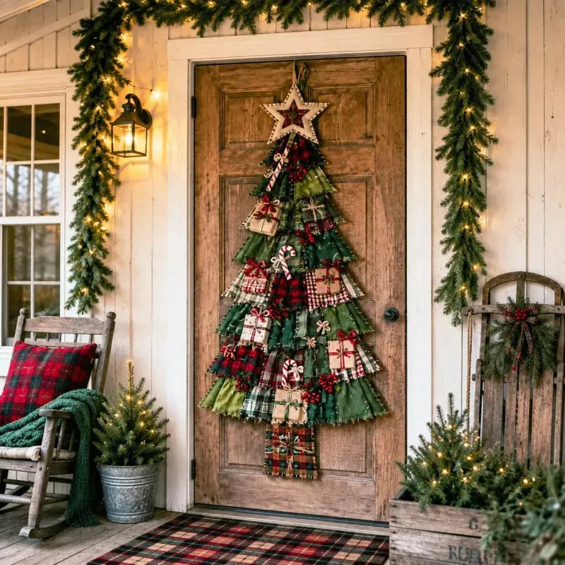 🎄 DIY patchwork kerstboom deurhanger | Landelijke kerstdecoratie