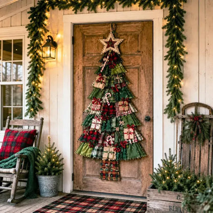 🎄 DIY patchwork kerstboom deurhanger | Landelijke kerstdecoratie