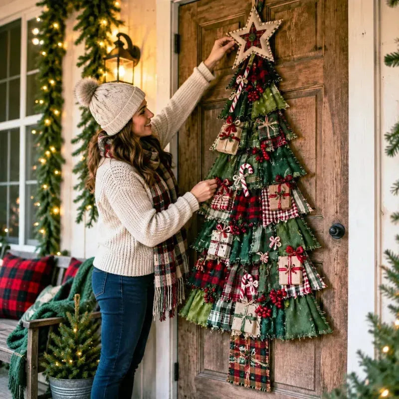 🎄 DIY patchwork kerstboom deurhanger | Landelijke kerstdecoratie