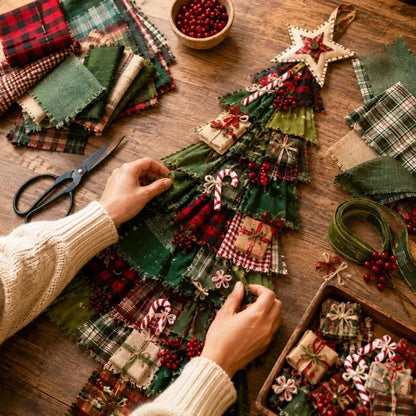 🎄 DIY patchwork kerstboom deurhanger | Landelijke kerstdecoratie