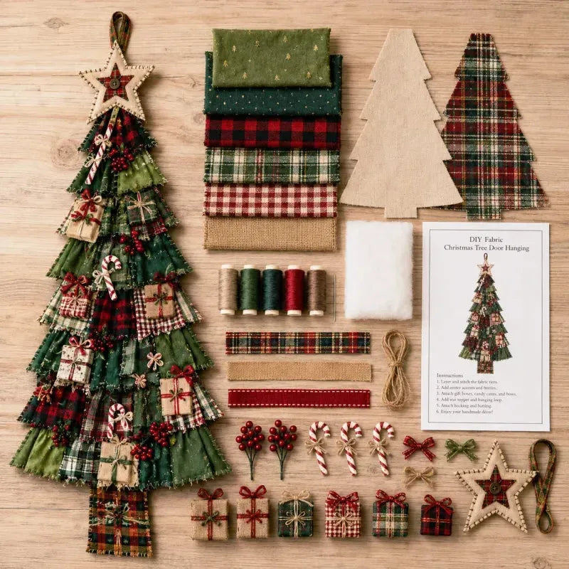 🎄 DIY patchwork kerstboom deurhanger | Landelijke kerstdecoratie