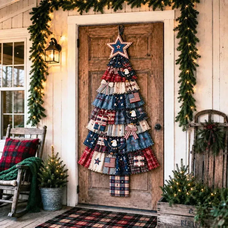 🎄 DIY patchwork kerstboom deurhanger | Landelijke kerstdecoratie