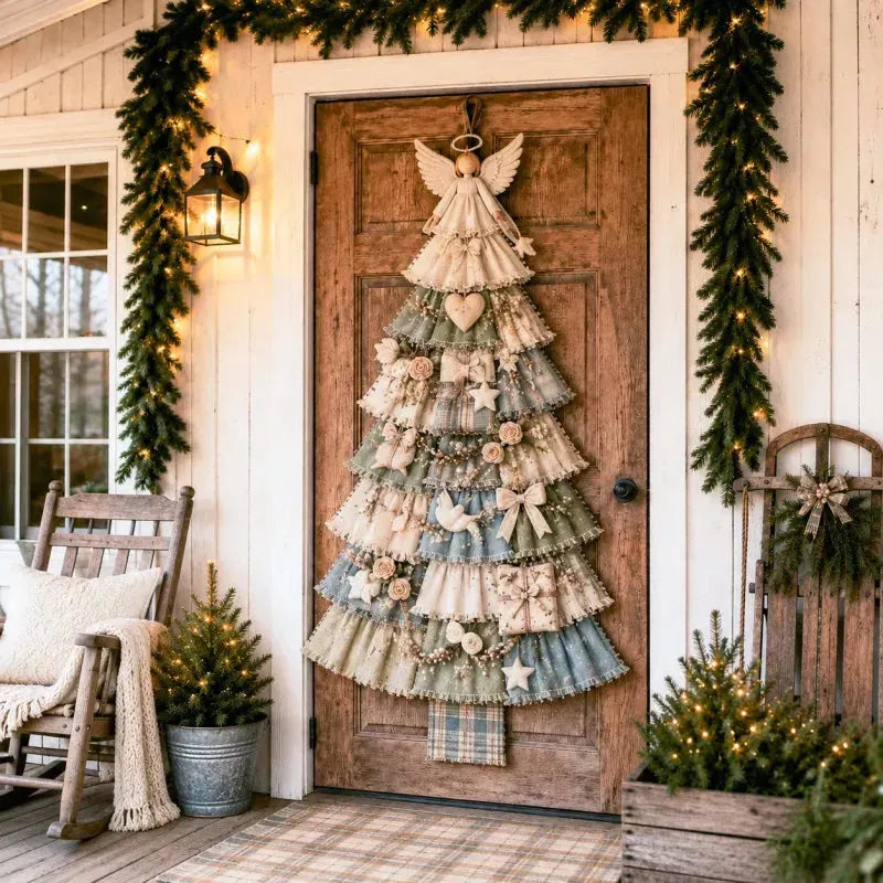 🎄 DIY patchwork kerstboom deurhanger | Landelijke kerstdecoratie