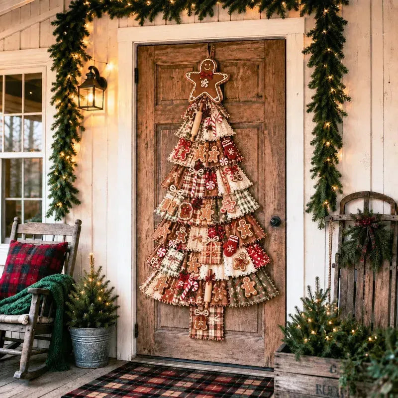 🎄 DIY patchwork kerstboom deurhanger | Landelijke kerstdecoratie