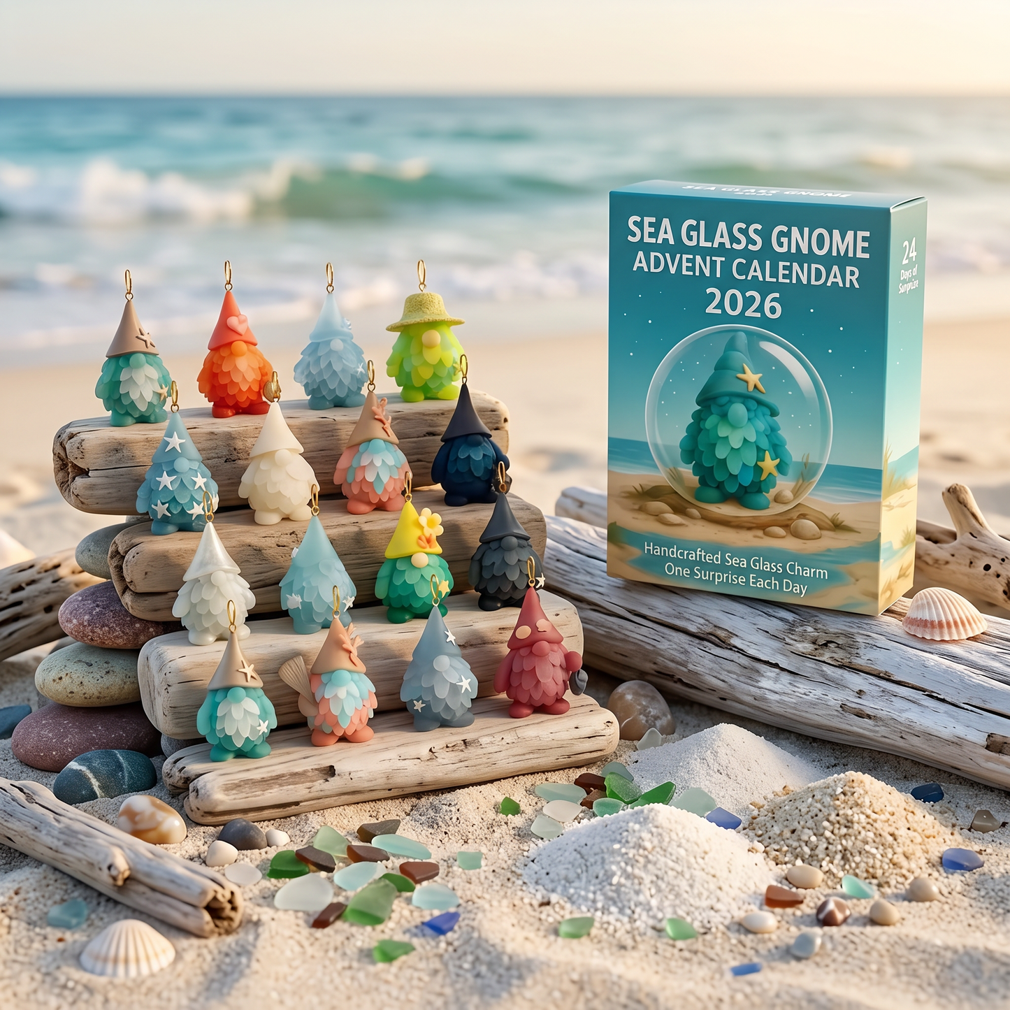 🌊🧝‍♂️Adventskalender met zeeglas-kabouters (✨Limited Edition 2026)