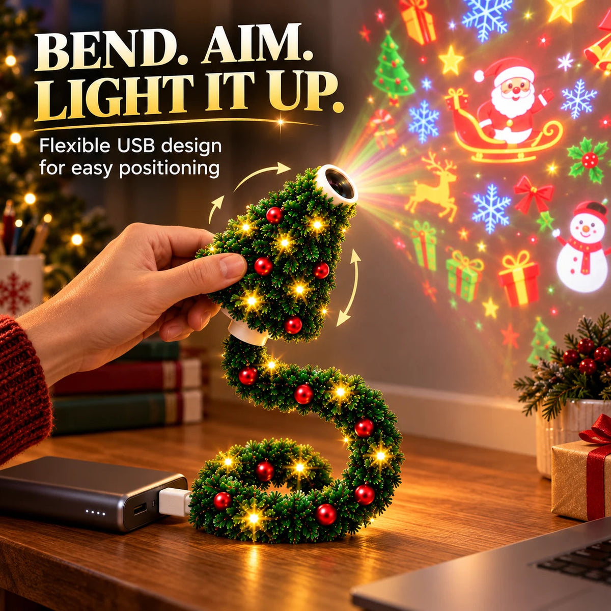 🌟 Christmas 5D Projection Light🎄⛄🎅USB Powered Christmas Night Light with 6+ Holiday Patterns