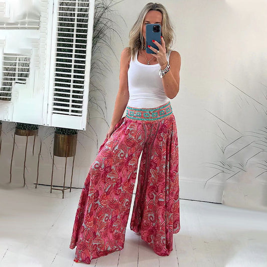 ⏳ Tijdelijke uitverkoop✈️ETHNIC PAISLEY PRINT ELASTISCHE PATCHWORK TAILLE LICHTGEWICHT BROEK