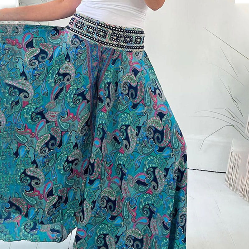 ⏳ Tijdelijke uitverkoop✈️ETHNIC PAISLEY PRINT ELASTISCHE PATCHWORK TAILLE LICHTGEWICHT BROEK