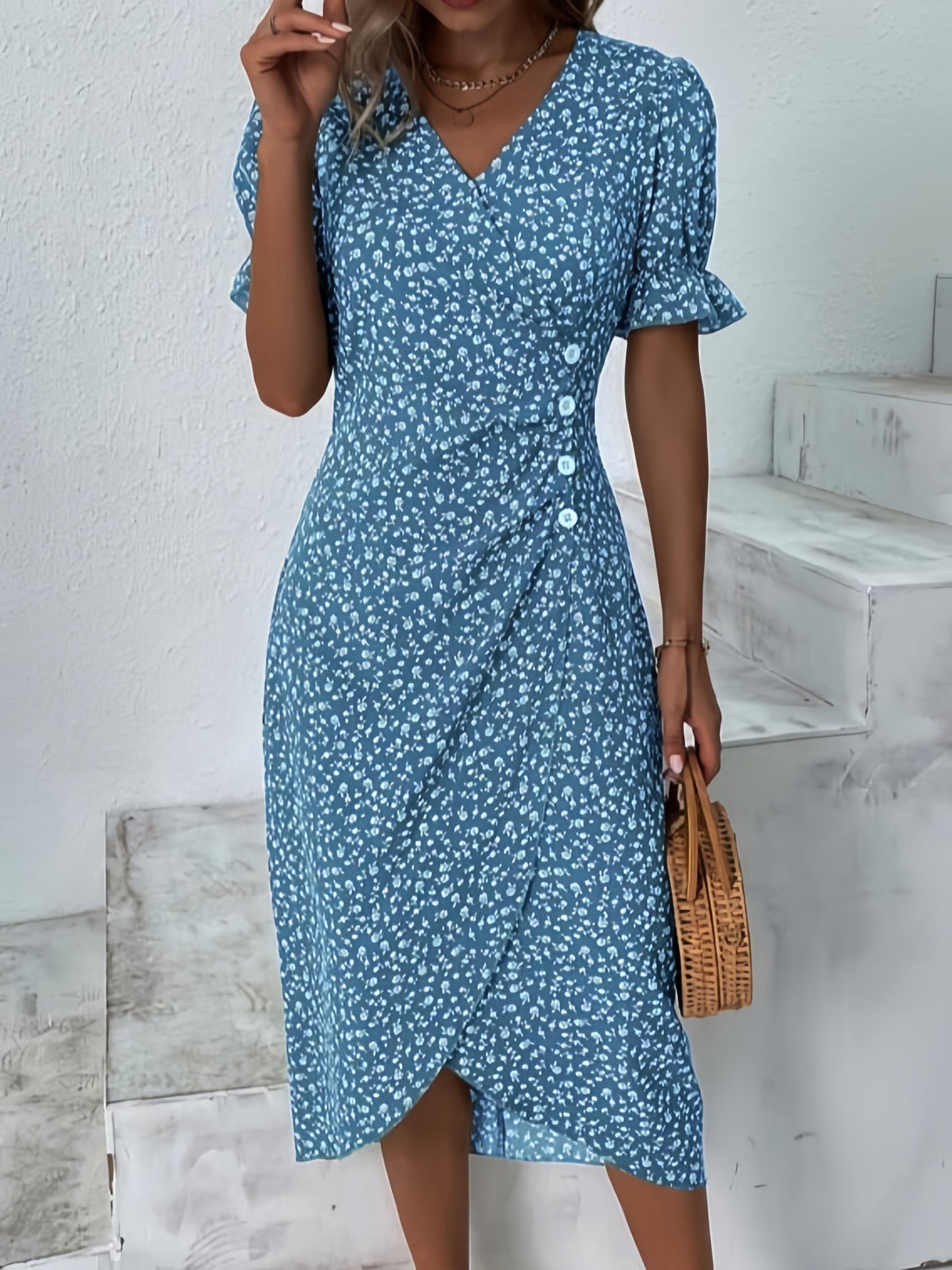 Casual Wikkeljurk Met Bloemen Voor Dames