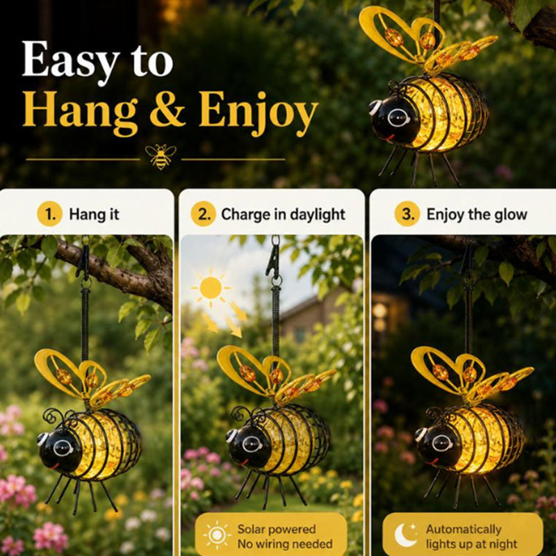 🐝Hangende bijenlamp op zonne-energie voor buiten – Het perfecte cadeau voor moeders die van planten houden, of eigenlijk voor iedereen die je een glimlach bezorgt❤️