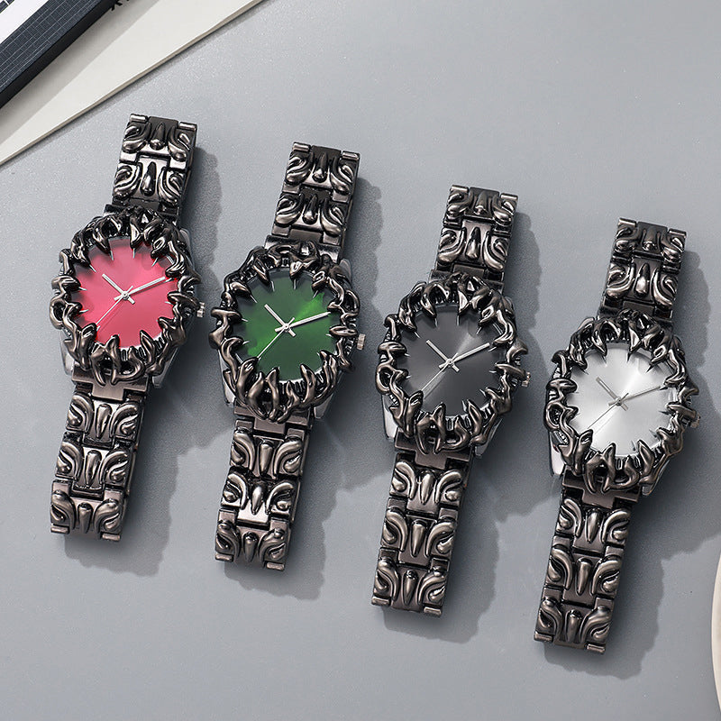 ⌚ TIJDELIJKE AANBIEDING: 50% KORTING! ✨ Creatief kwartshorloge voor heren in de vorm van een klauw – rode wijzerplaat, sculpturale armband, opvallende stijl 🔥