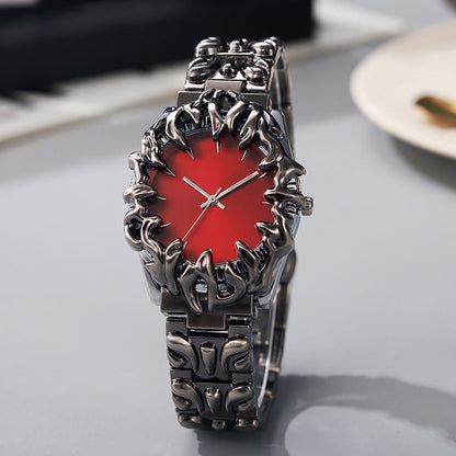 ⌚ TIJDELIJKE AANBIEDING: 50% KORTING! ✨ Creatief kwartshorloge voor heren in de vorm van een klauw – rode wijzerplaat, sculpturale armband, opvallende stijl 🔥