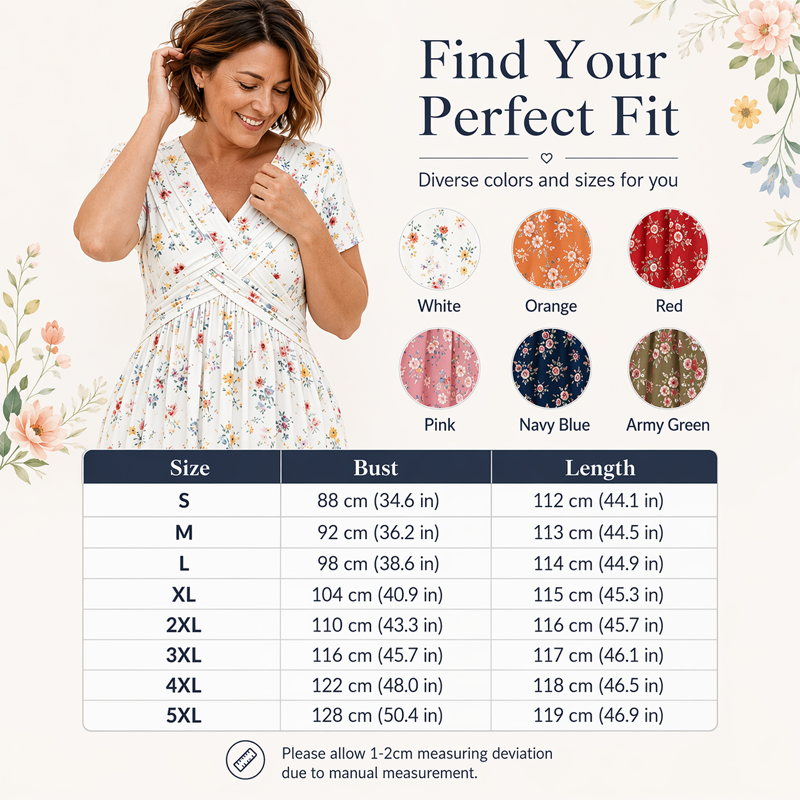 👗V‑hals damesjurk | Bloemenprint & gedraaide taille