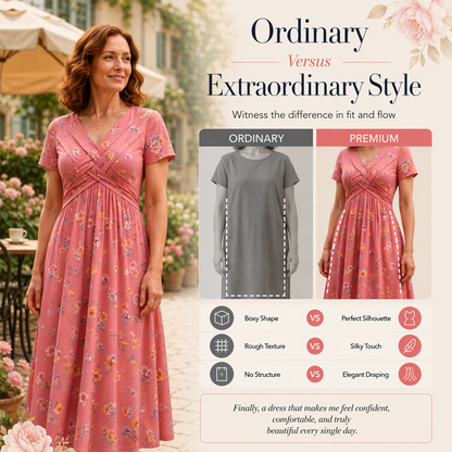 👗V‑hals damesjurk | Bloemenprint & gedraaide taille