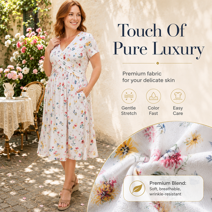 👗V‑hals damesjurk | Bloemenprint & gedraaide taille