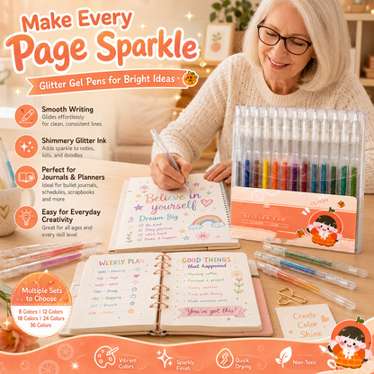 🌈Retractable Glitter Gel Pen Set for Journaling & Drawing