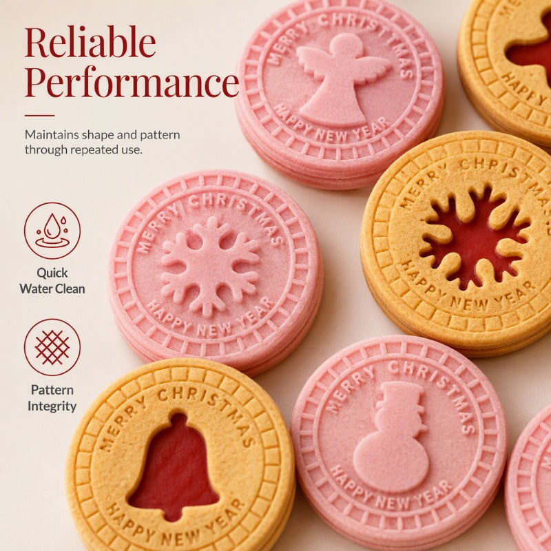 🎄🍪 3D-set met kerstkoekjesvormpjes (9 stempels) – één keer drukken en er verschijnen feestelijke patronen